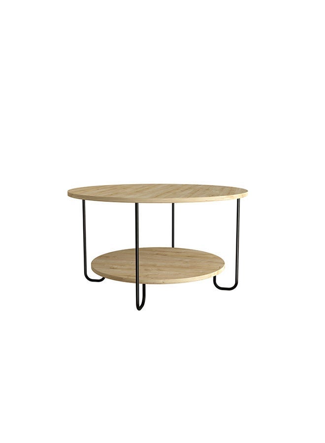 Mourah Home Corro Modern Round Coffee Table Centre Table For Living Room Office Industrial Sofe Table With Metal Legs Versatile Design| For Small Spaces Living Room Bedroom|45X80X80Cm | Oak- 2 Years Warranty - Image 3