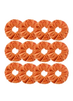 12 Pcs Large Velvet Scrunchies for Thick Long Hair Scrunchies Hair Ties Women Girls Hair Ponytail Holder Orange