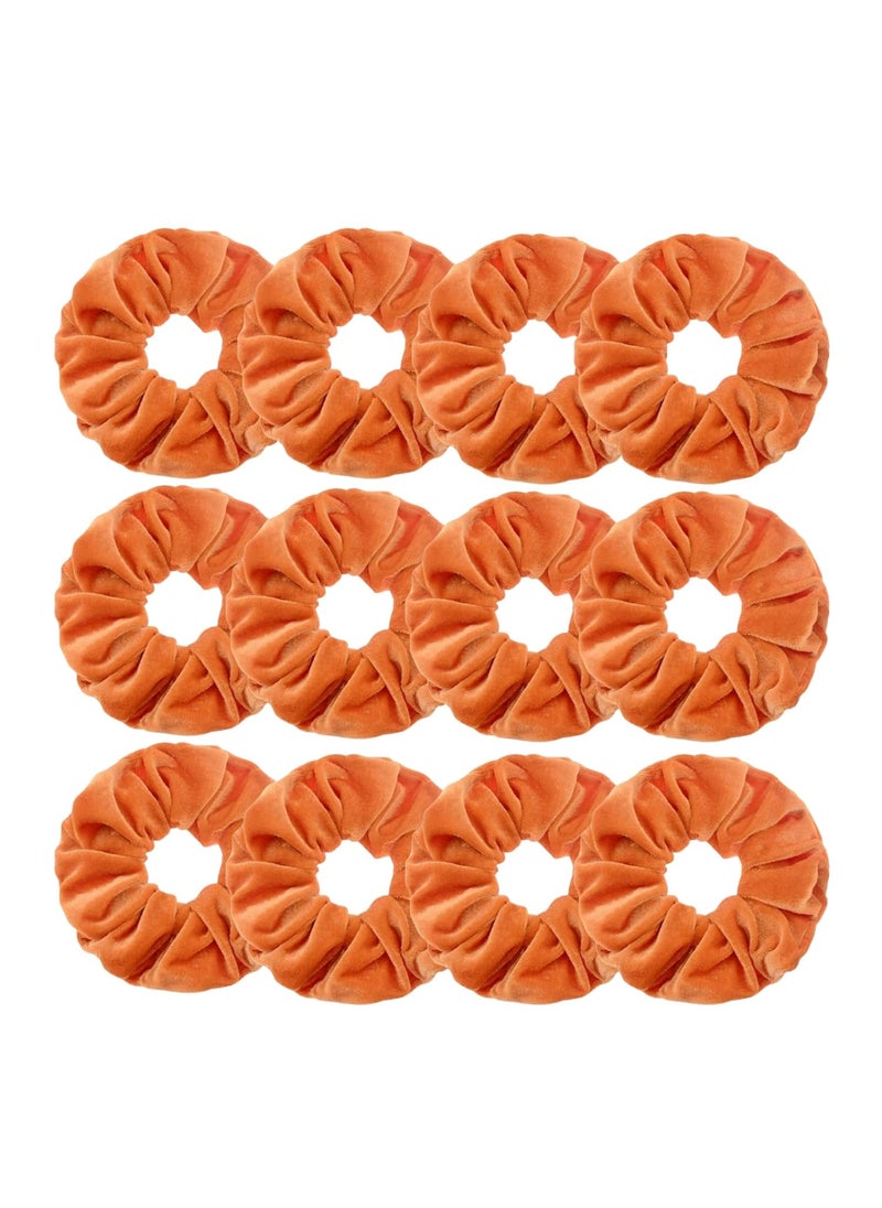 PIDOUDOU - 12 Pcs Large Velvet Scrunchies for Thick Long Hair Scrunchies Hair Ties Women Girls Hair Ponytail Holder Orange - Image 1