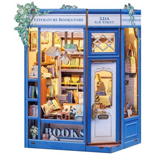 Fsolis Book Nook Kit DIY Miniature Dollhouse Kit 3D Puzzles for Adult Tiny House Mini Booknook Craft Bookshelf Decor 186 Wooden Pieces Gifts for Women Teenagers Book Lovers Literature Bookstore - Image 1