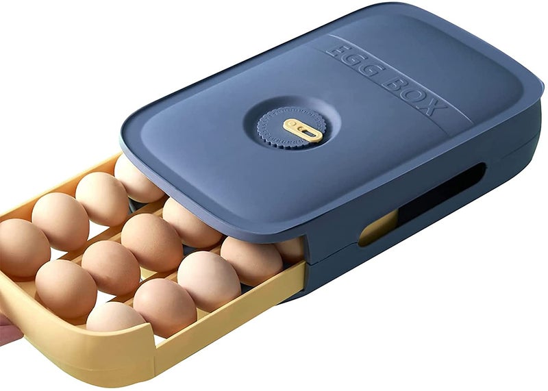 COSKIRA COSKIRA Egg Holder Fridge Plastic Egg Trays Fridge Egg Holder Stackable Fridge Egg Container with Lid Stackable Egg Tray with Lid Portable Egg Storage Box Egg Tray Fridge Stacking Egg Container  - Image 1