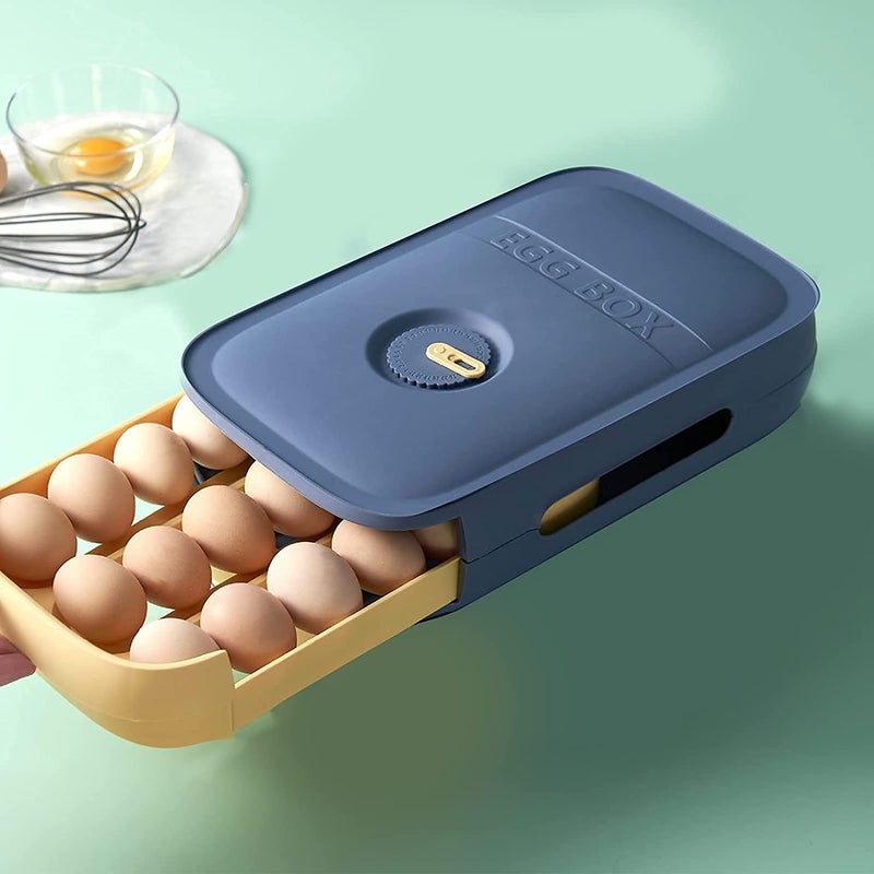 COSKIRA COSKIRA Egg Holder Fridge Plastic Egg Trays Fridge Egg Holder Stackable Fridge Egg Container with Lid Stackable Egg Tray with Lid Portable Egg Storage Box Egg Tray Fridge Stacking Egg Container  - Image 4