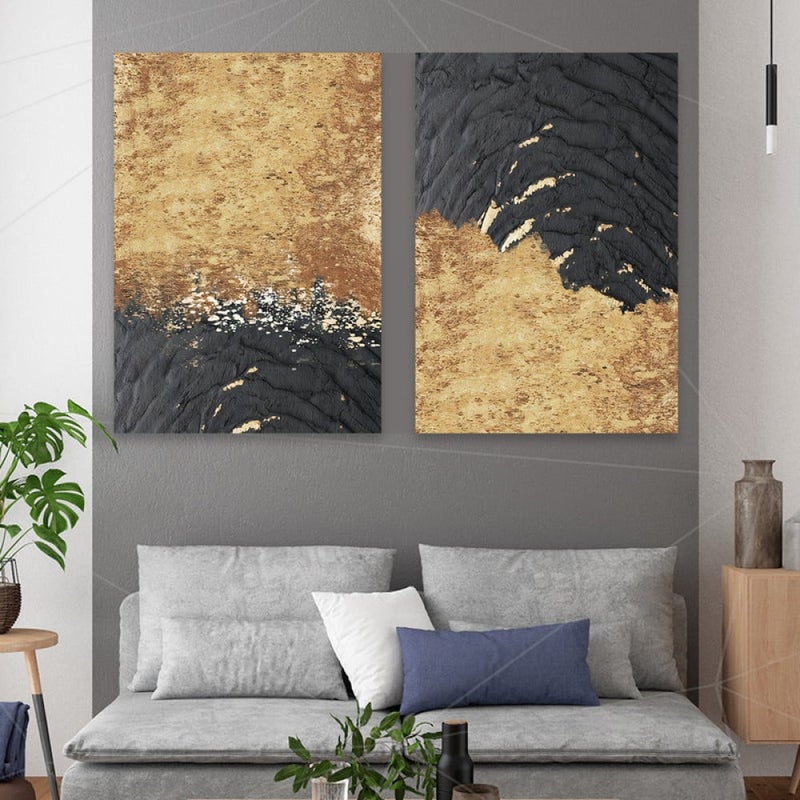 ماركتنا لوحة قماشية ثنائية بتصميم مودرن بمقاس اجمالي 100×70 سم - Image 1