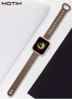 Motim Slim Leather Apple Watch Band, 38mm/40mm/41mm, Genuine Leather Wristband, Thin Replacement Strap for iWatch Ultra 2 SE Series 10/9/8/7/6/5/4/3/2/1  - Image 3