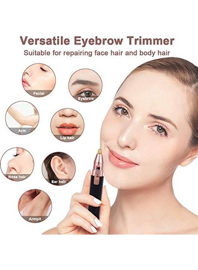 NIBEMINENT 2-In-1 Eyebrow Trimmer And Facial Hair Removal Black/Gold - Image 2
