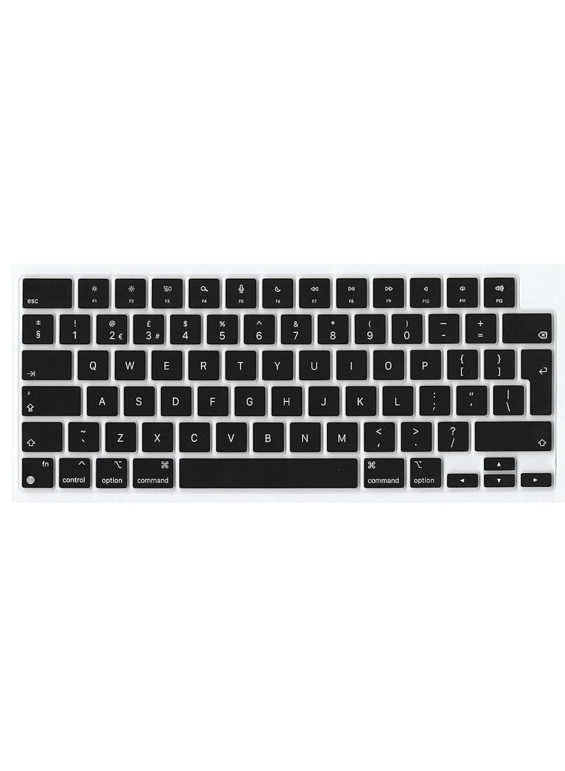 MacBook Pro 14 inch & 16 inch & MacBook Air 13.6 inch Keyboard Cover Skin UK Layout English for 2021-2023 Mac Book M2 M1 Pro/Max Model A2779 A2442 A2780 A2485 A2681 Black - Image 1