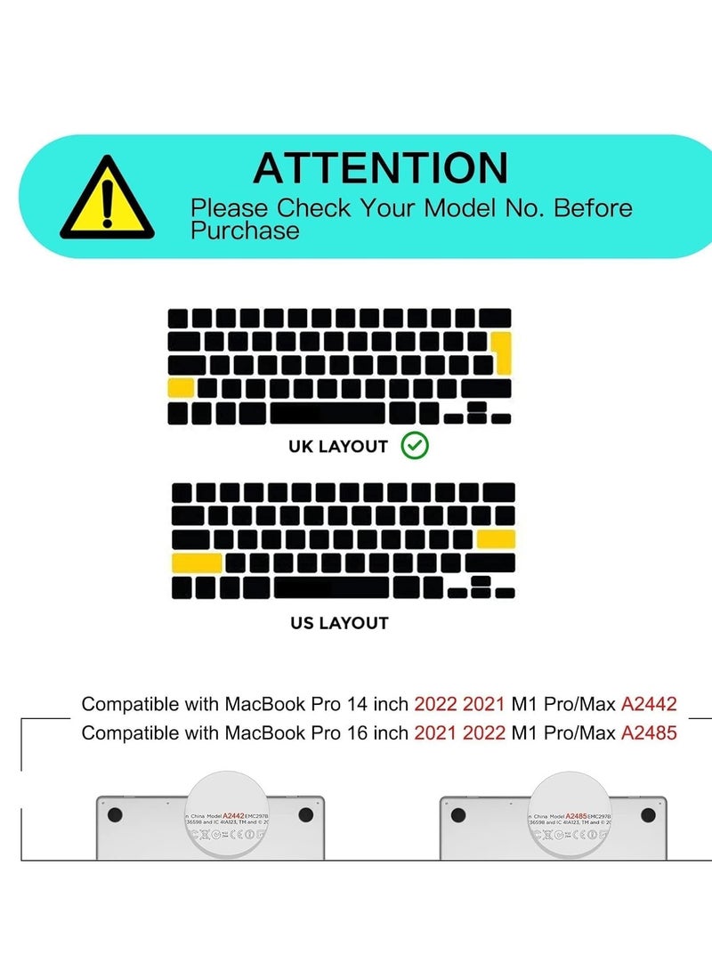 MacBook Pro 14 inch & 16 inch & MacBook Air 13.6 inch Keyboard Cover Skin UK Layout English for 2021-2023 Mac Book M2 M1 Pro/Max Model A2779 A2442 A2780 A2485 A2681 Black - Image 3