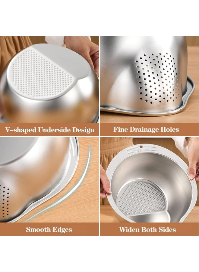 Stainless Steel Rice Strainer – Heavy-Duty Rust-Resistant Colander for Rinsing Rice, Vegetables & Fruits, Multi-Purpose Kitchen Tool, Silver - Image 2