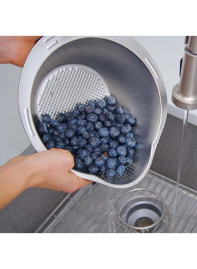 Stainless Steel Rice Strainer – Heavy-Duty Rust-Resistant Colander for Rinsing Rice, Vegetables & Fruits, Multi-Purpose Kitchen Tool, Silver - Image 3