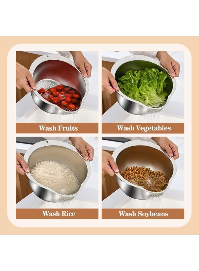 Stainless Steel Rice Strainer – Heavy-Duty Rust-Resistant Colander for Rinsing Rice, Vegetables & Fruits, Multi-Purpose Kitchen Tool, Silver - Image 4