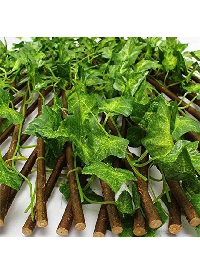Coferset Bamboo Wooden Fence with Artificial Plants Green Ivy Leaves Expandable Wicker for Home Garden Wall Decoration - Image 5