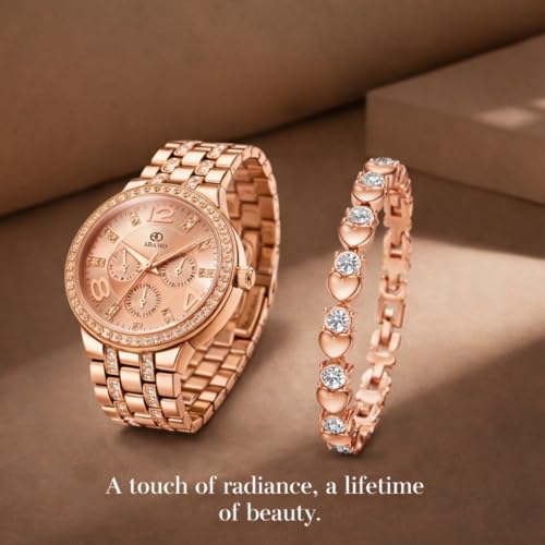Adamo Designer Rose Gold Dial Women's & Girl's Watch & Bracelet 839KKM21-700KKM21 - Image 2