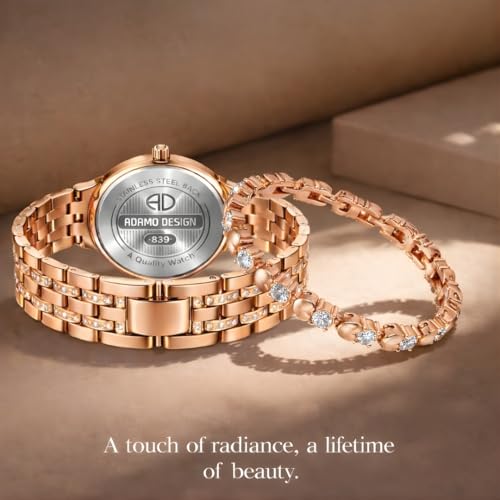 Adamo Designer Rose Gold Dial Women's & Girl's Watch & Bracelet 839KKM21-700KKM21 - Image 5