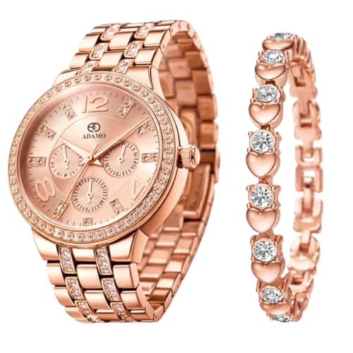 Adamo Designer Rose Gold Dial Women's & Girl's Watch & Bracelet 839KKM21-700KKM21 - Image 1