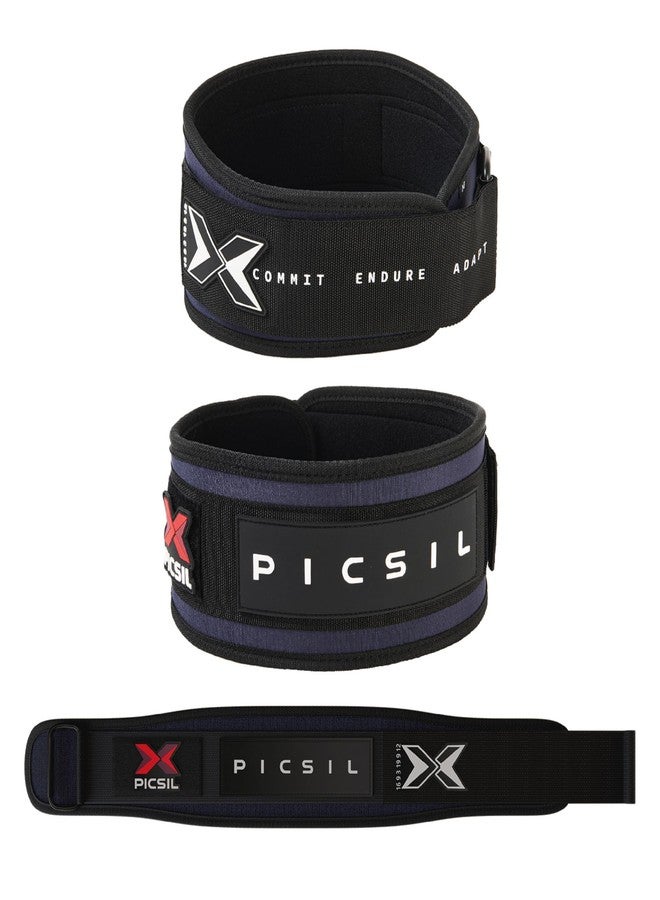 PICSIL Weight Lifting Belt, Lumbar Support, Great for Squats, Clean, Lunges, Deadlift, Thrusters, Customizable Belt with Room for Patches, Comfortable Wais (Blue,XL) - Image 1