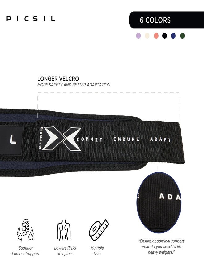 PICSIL Weight Lifting Belt, Lumbar Support, Great for Squats, Clean, Lunges, Deadlift, Thrusters, Customizable Belt with Room for Patches, Comfortable Wais (Blue,XL) - Image 3