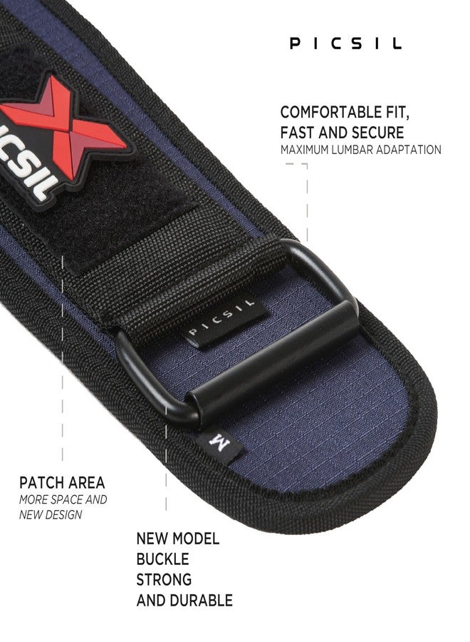 PICSIL Weight Lifting Belt, Lumbar Support, Great for Squats, Clean, Lunges, Deadlift, Thrusters, Customizable Belt with Room for Patches, Comfortable Wais (Blue,XL) - Image 2
