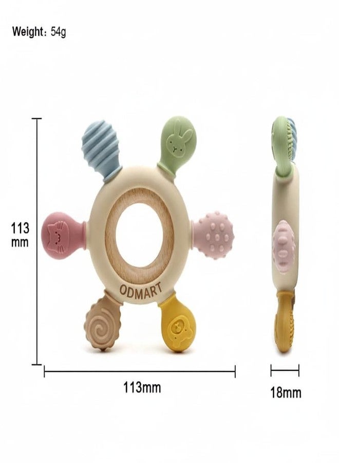 ODMART Baby Teether for 0-24 Months | BPA Free Silicone Sensory Teething Toy for Newborns, Infants & Toddlers | Safe Chew Gift for 1-2 Year Old Boys & Girls (Multicolor) - Image 4