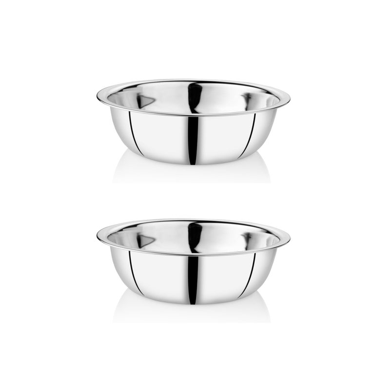 EMBASSY Stainless Steel Sonata Mixing Bowl, Size 0, 1300 ml, 21 cms, Pack of 2 - Image 3
