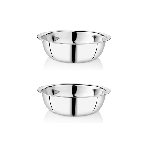 EMBASSY Stainless Steel Sonata Mixing Bowl, Size 0, 1300 ml, 21 cms, Pack of 2 - Image 1