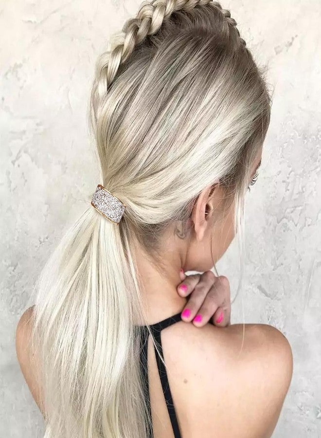 YISSION Hair Ties, 4Pcs Sparkly Rhinestone Scrunchies & Ponytail Holders, Premium Quality Hair Elastics with Crystal, Fancy Hair Accessories for Women Girls, Silver - Image 4