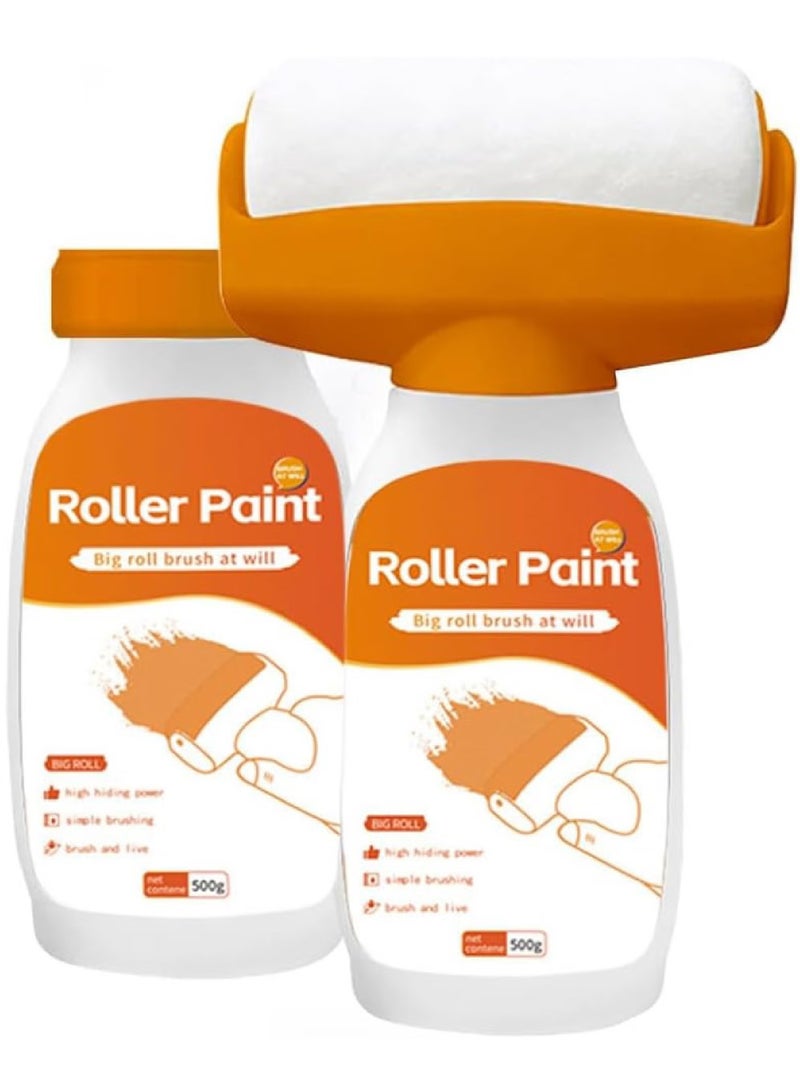Roller Brush Wall Repair Tool, 2PCS Wall Repair Paint Roller Kit, Wall Roller Paint Brush for DIY Wall Repair with Latex Paint, Repair Graffiti, Stains, Footprints on The Wall (1000g,White) - Image 1