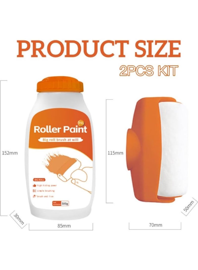 Roller Brush Wall Repair Tool, 2PCS Wall Repair Paint Roller Kit, Wall Roller Paint Brush for DIY Wall Repair with Latex Paint, Repair Graffiti, Stains, Footprints on The Wall (1000g,White) - Image 3