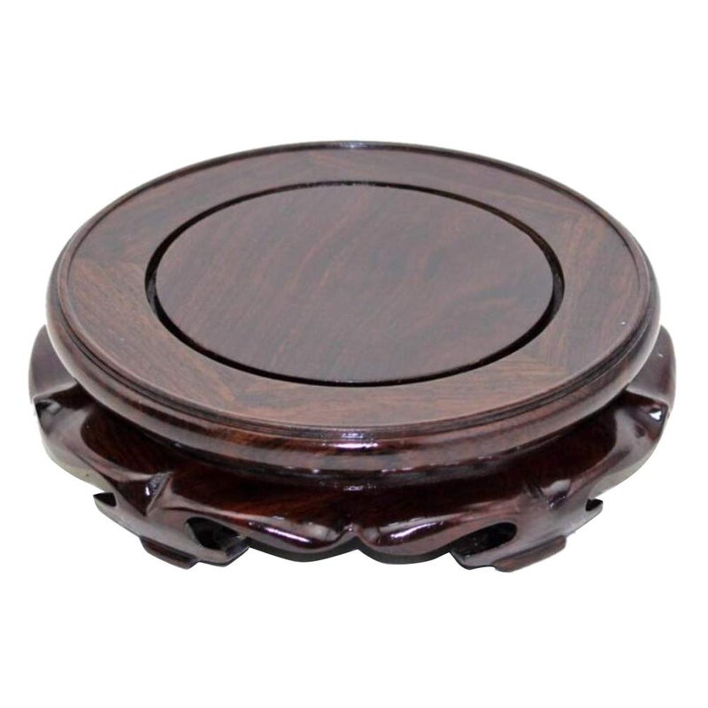EIGXIANHAI EIGXIANHAI Oriental Furniture Wooden Display Stand Base Lotus Pedestal Vase Base Table Lamp Teapot Base Black Catalpa Furniture Stable Home Decoration Size6 437x138in 