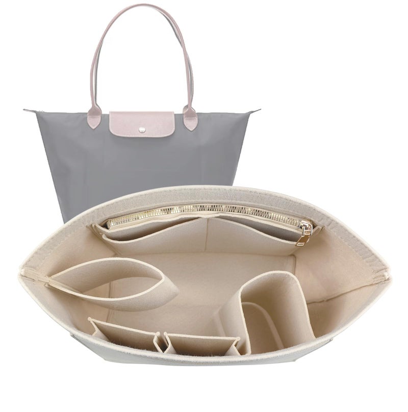 Lckaey Purse Organizer Insert for Longchamp Le PliageLarge Handbags Insert Organizer 1012BEIGEmedium - Image 2