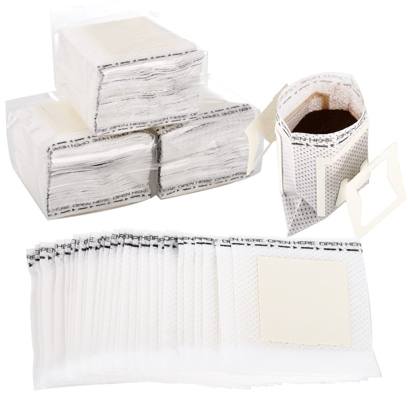 Frcctre 200 Pcs Coffee Filter Paper Bag Portable Disposable Hanging Ear Drip Coffee Bags Single Serve Drip Filter Bags for Home Office Travel Camping