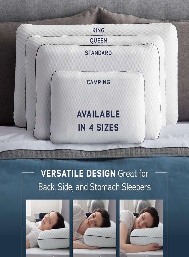 WEEKENDER Weekender Gel Memory Foam Pillow - Cooling & Ventilated - 2 Pack Standard Size - Premium Washable Cover White Blue - Image 5