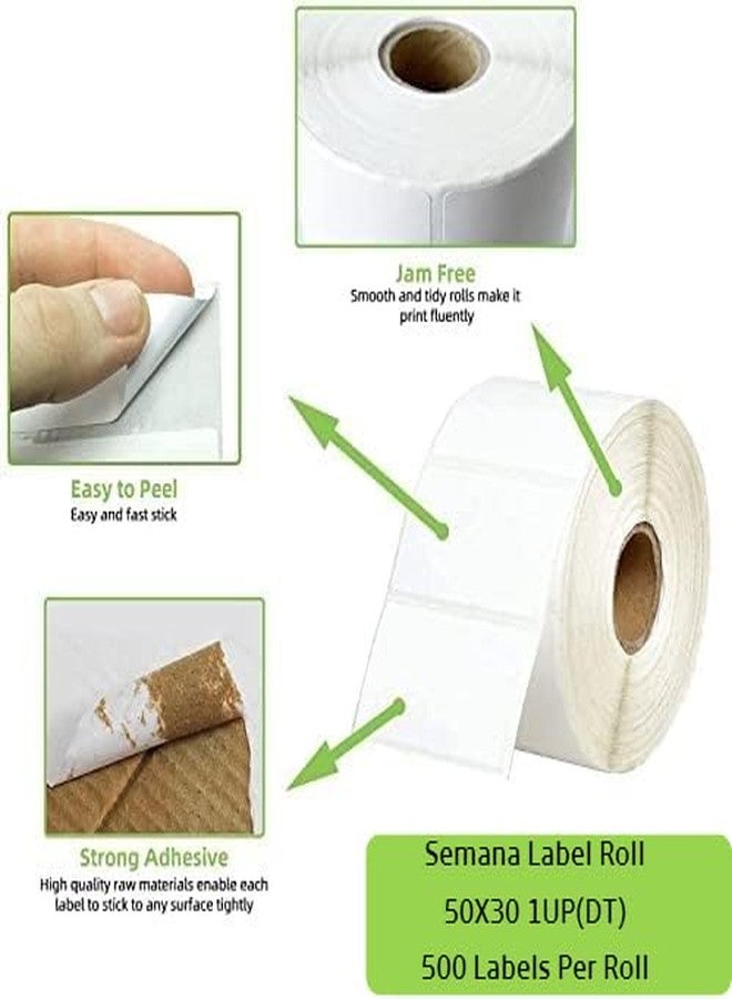 Semana Direct Thermal Barcode Label 50x30 mm,2X1.18 inches,1Up,500 Labels per Roll; Self Adhesive Paper Label Designed for Small Thermal Printers; (Pack of 24 Rolls (12000 Labels)) - Image 3