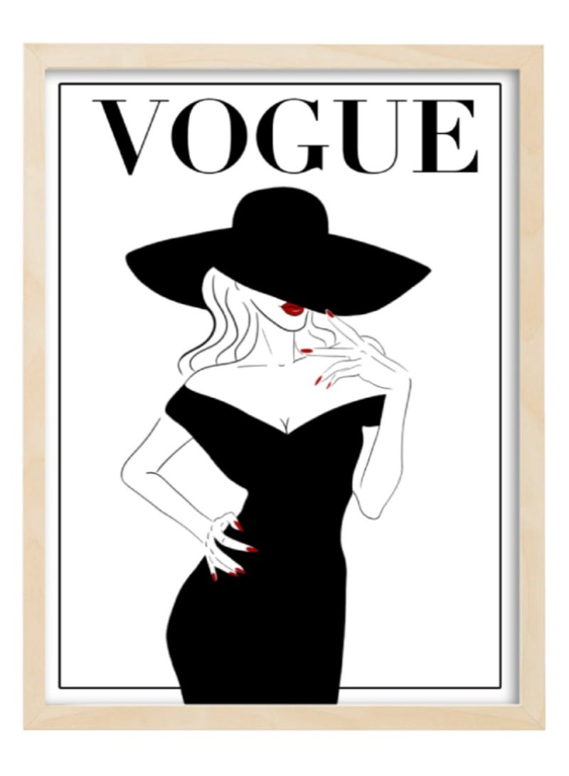 Boomah Accessories Vogue Fashion Girl Design Abstract Wall Art Poster with Frame 30x40cm