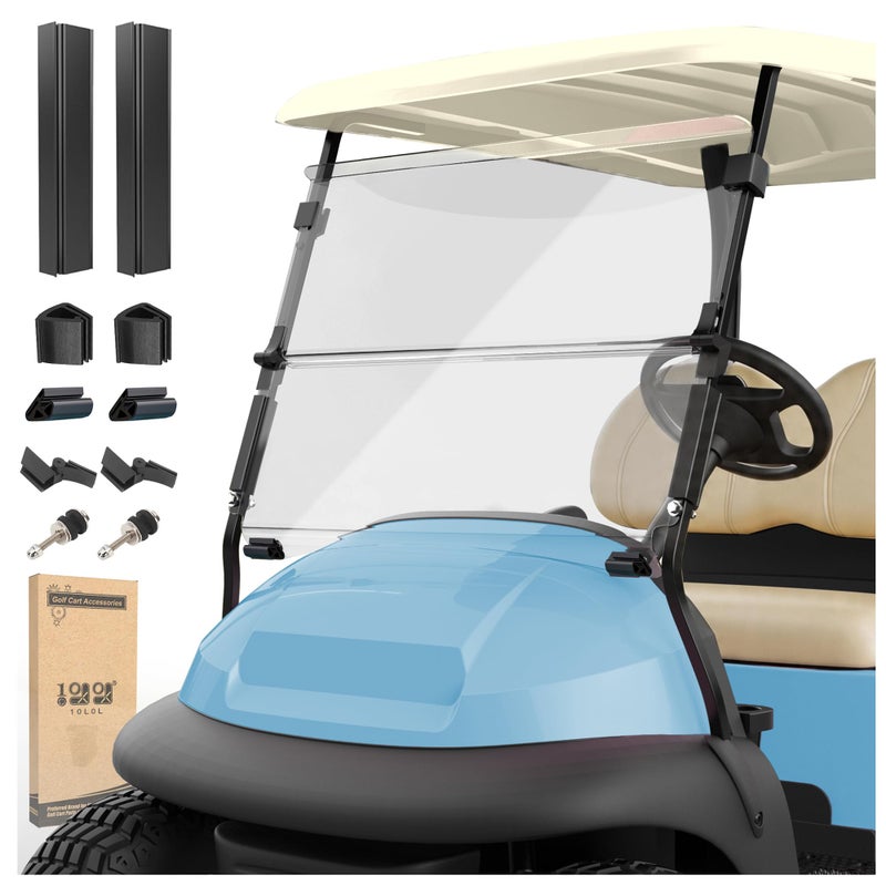 10L0L Golf Cart Windshield for Club Car Precedent 2004Up Tempo 2017Up Onward ClearTinted Fold Down Club Car Windshield AntiUV Impact Resistant HD View 375W X 336H - Image 2