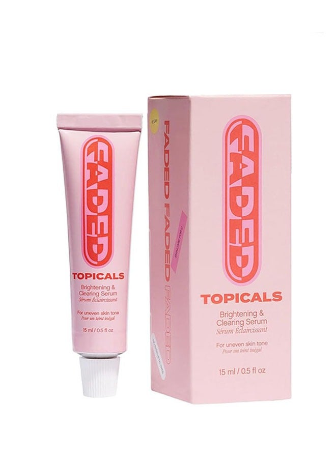 TOPICALS Brightening and Clearing Serum 15ml, Faded Serum for Dark Spots and Discoloration Hyperpigmentation,  Postblemish Marks Scars And Spots, Mini Faded Serum for Uneven Skin Tone - Image 1