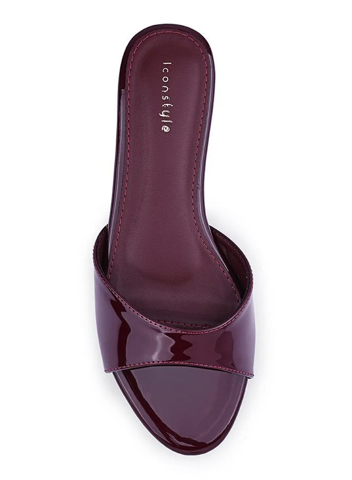 Iconstyle Maroon Croc-Embossed Flat Mules for Women | Best Price UAE