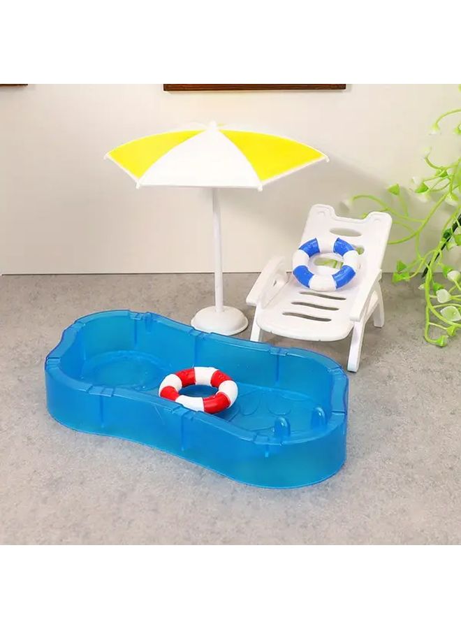 Green Miniature Dollhouse Beach Scene With Swimming Pool And Accessories - Image 4