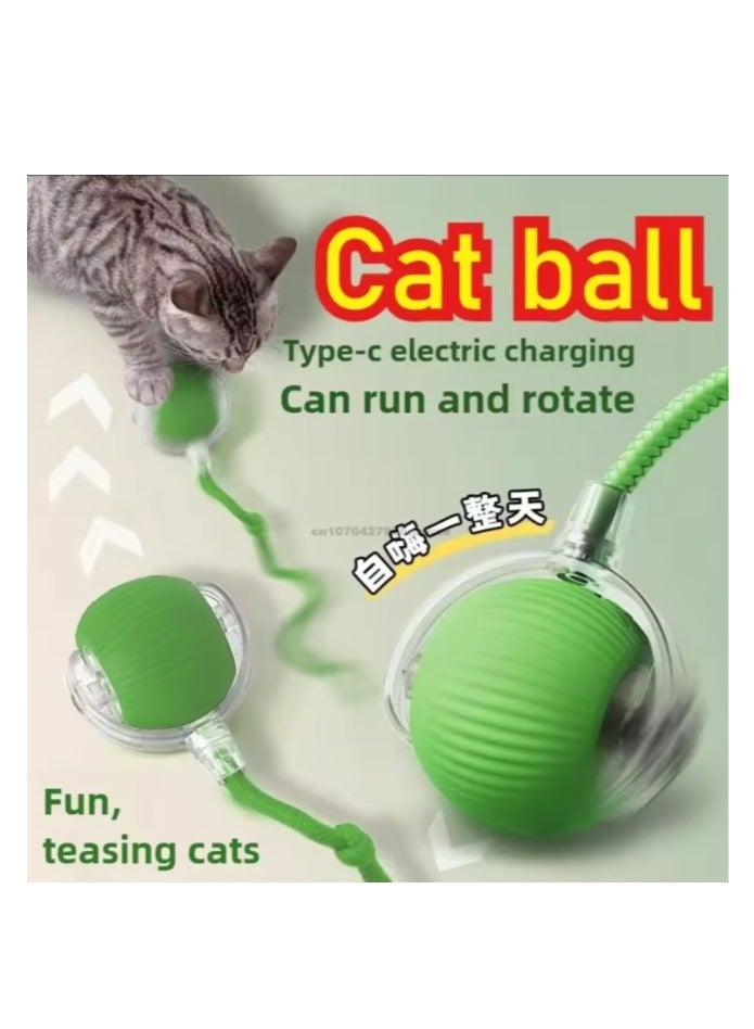 لعبة كرة تفاعلية للقطط والكلاب، كرة ألغاز ذكية داخلية متحركة أوتوماتيكية لتخفيف الملل مع شحن USB، لعبة ممتعة باللون الاخضر - Image 1
