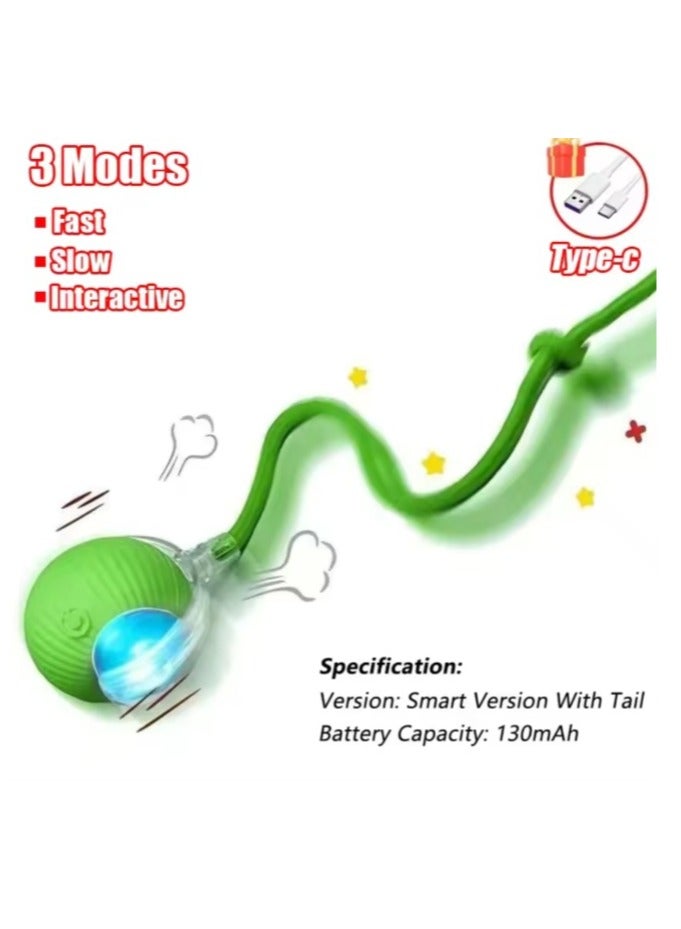 لعبة كرة تفاعلية للقطط والكلاب، كرة ألغاز ذكية داخلية متحركة أوتوماتيكية لتخفيف الملل مع شحن USB، لعبة ممتعة باللون الاخضر - Image 5
