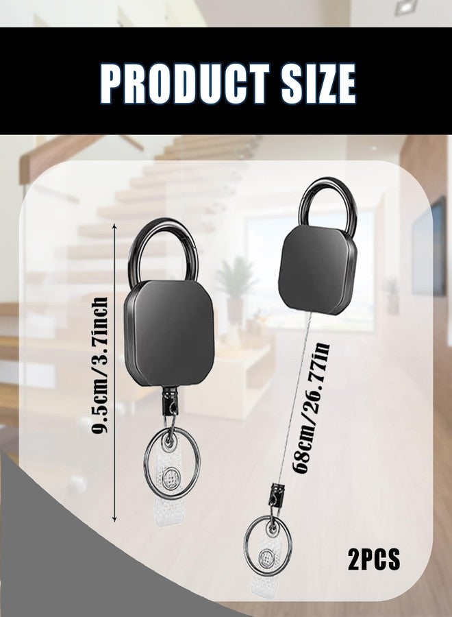 CartHome 2 Pcs Id Card Pulley, Id Card Holder, Black Id Pulley Office Car Suitable Office Work Conferences Security Events Exhibitions Shows Staff Identification - Image 2