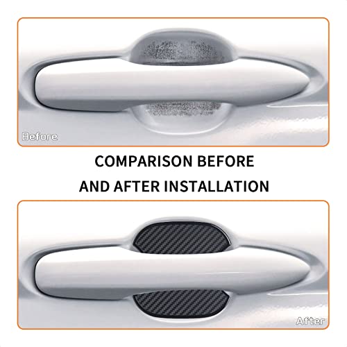 TANGSEN 4Pcs Universal 3D Carbon Fiber Texture Automotive Door Cup Handle Recess Paint Protector Cover Scratch Non-Marking Black TPU Personalize Pad Sticker (M) - Image 2