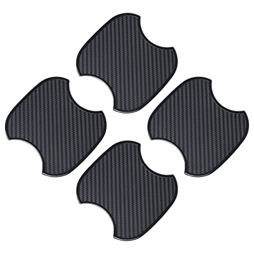 TANGSEN 4Pcs Universal 3D Carbon Fiber Texture Automotive Door Cup Handle Recess Paint Protector Cover Scratch Non-Marking Black TPU Personalize Pad Sticker (M) - Image 1