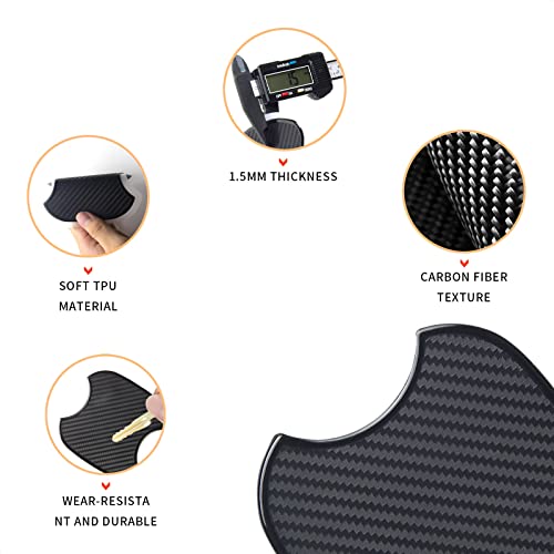 TANGSEN 4Pcs Universal 3D Carbon Fiber Texture Automotive Door Cup Handle Recess Paint Protector Cover Scratch Non-Marking Black TPU Personalize Pad Sticker (M) - Image 4