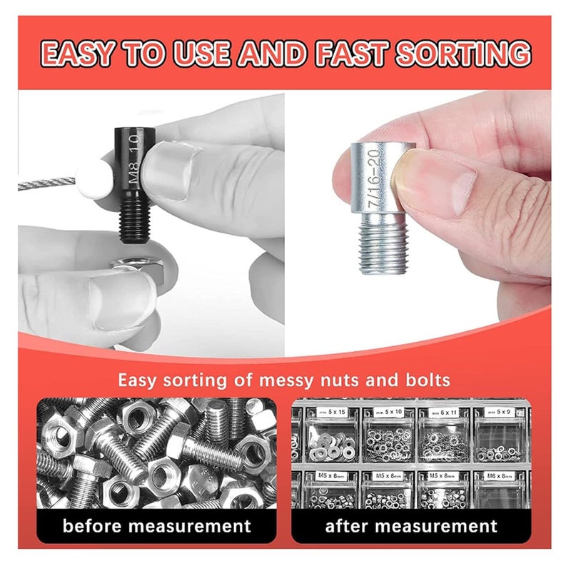 26 Piece Thread Gauge Set 14 Imperial 12 Metric Male Female Nut Bolt Size Measuring Tool - Image 4