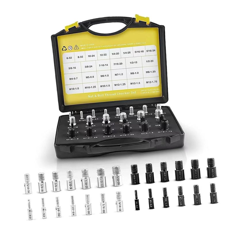 26 Piece Thread Gauge Set 14 Imperial 12 Metric Male Female Nut Bolt Size Measuring Tool - Image 5
