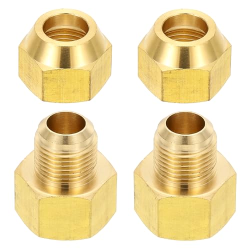 PATIKIL 58 Female Flare x 12 Male Flare Connectors 2Pcs SAE 45 Degree Brass Adapter With Nut for Air Gas Line Refrigeration HVAC - Image 1