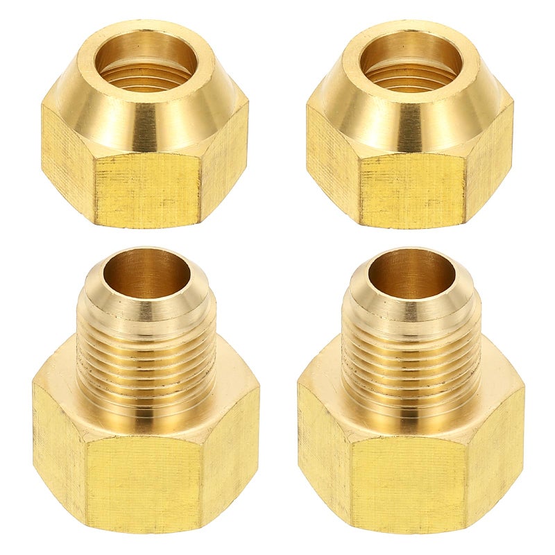 PATIKIL 58 Female Flare x 12 Male Flare Connectors 2Pcs SAE 45 Degree Brass Adapter With Nut for Air Gas Line Refrigeration HVAC - Image 2