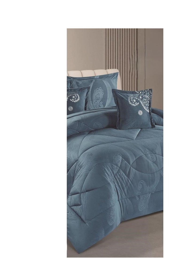 SMART HOME Winter Double Bedspread Quilt Set with Embossed Pattern, Velvet and Fur, Size 240*260cm  - Image 3