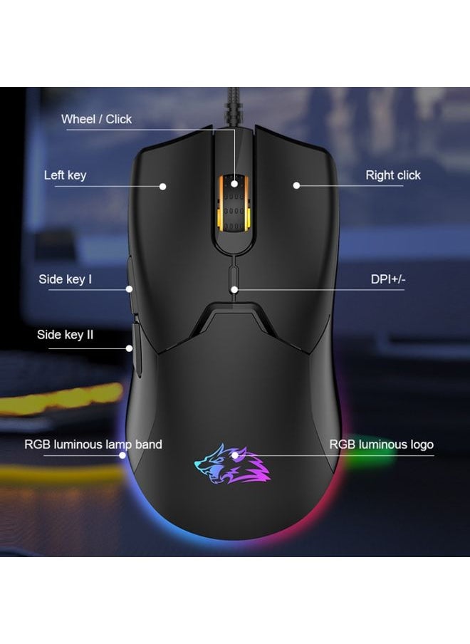 BURAQ - ZIYOU LANG M6 7 Keys 7200DPI Macro Programming Game RGB Backlight Mouse, Cable Length:1.5m(White) - Image 1