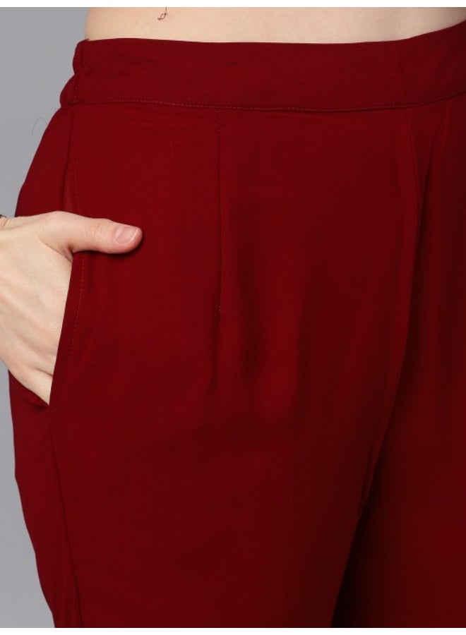 AKS Maroon Sequence Work Kurta With Solid Sharara & Dupatta - Image 4